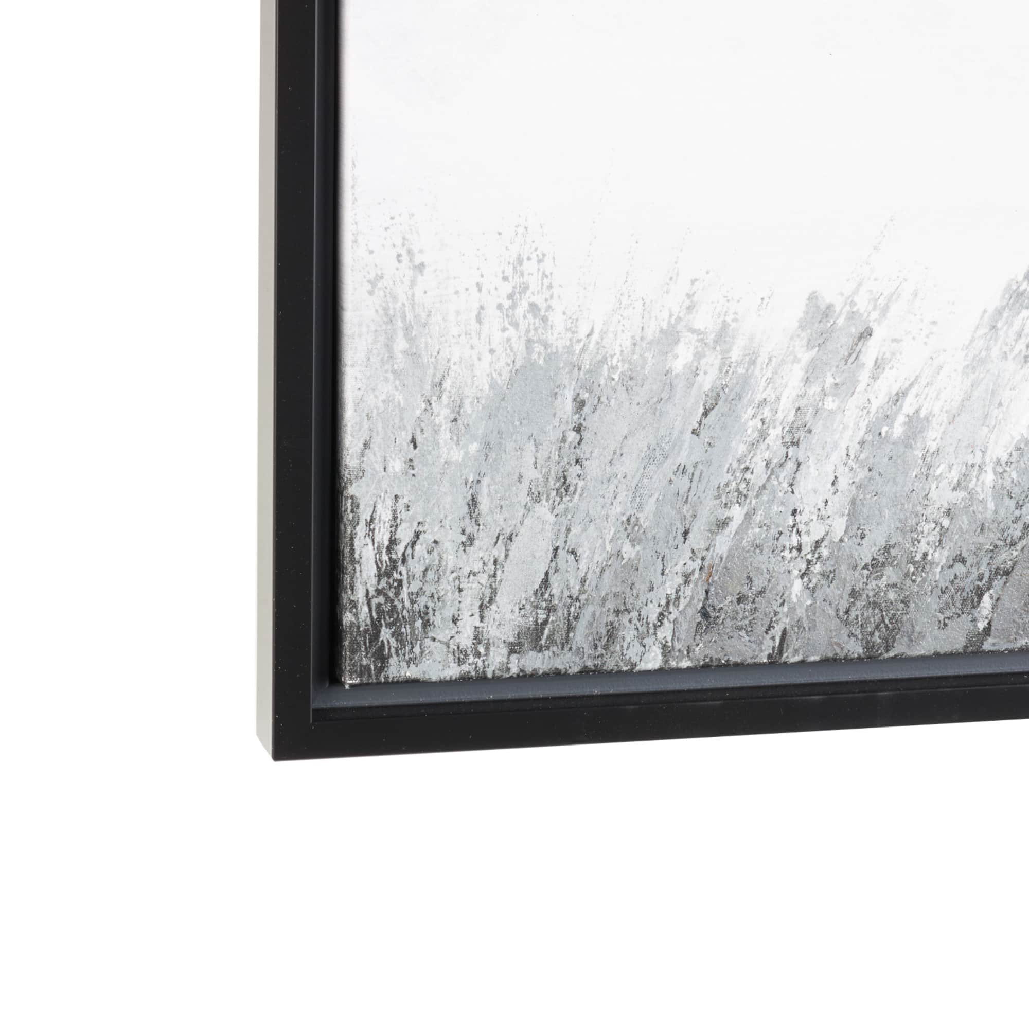 40" x 30" Gray Neutral Lake Landscape Canvas Framed Wall Art with Black Frame